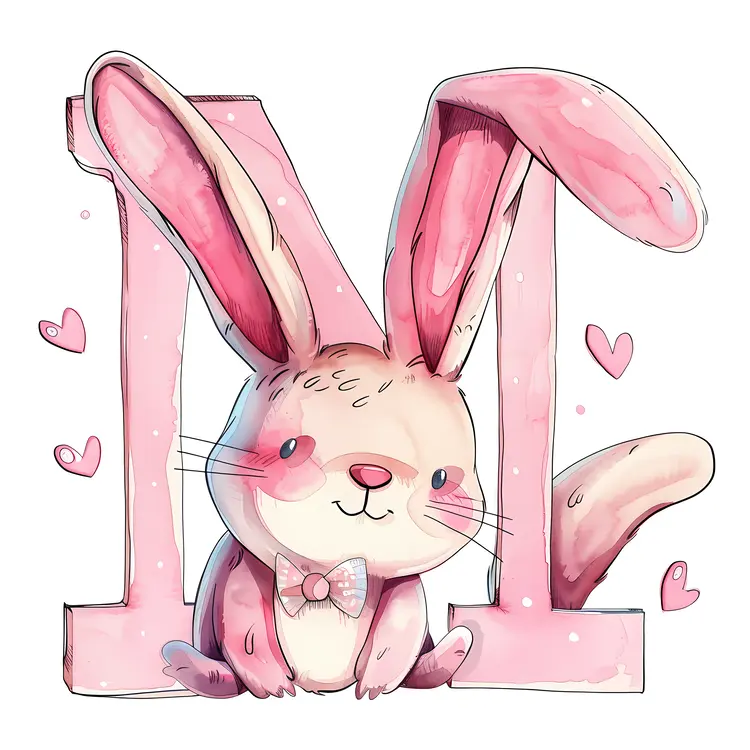 Cute Rabbit in Letter M Illustration