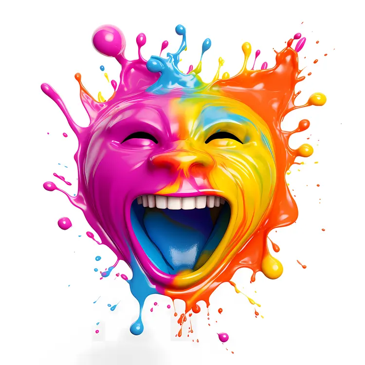 Colorful Face with Paint Splash