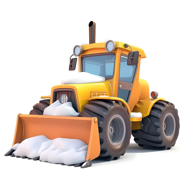Yellow Snowplow with Large Wheels