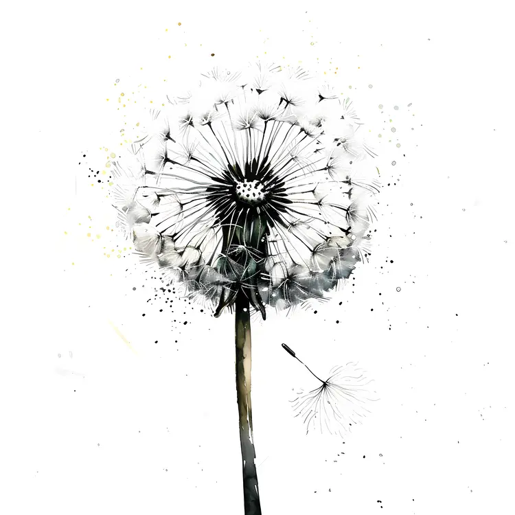 Black and White Dandelion Illustration