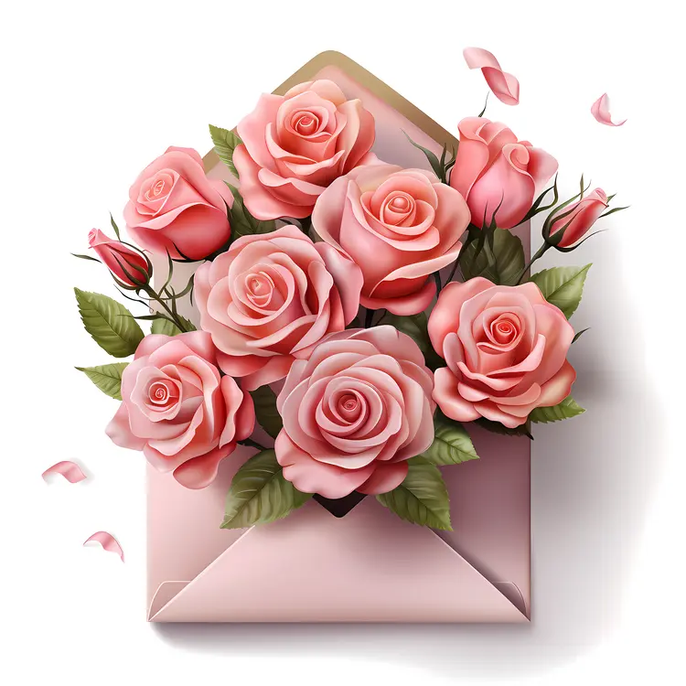 Pink Roses in an Envelope