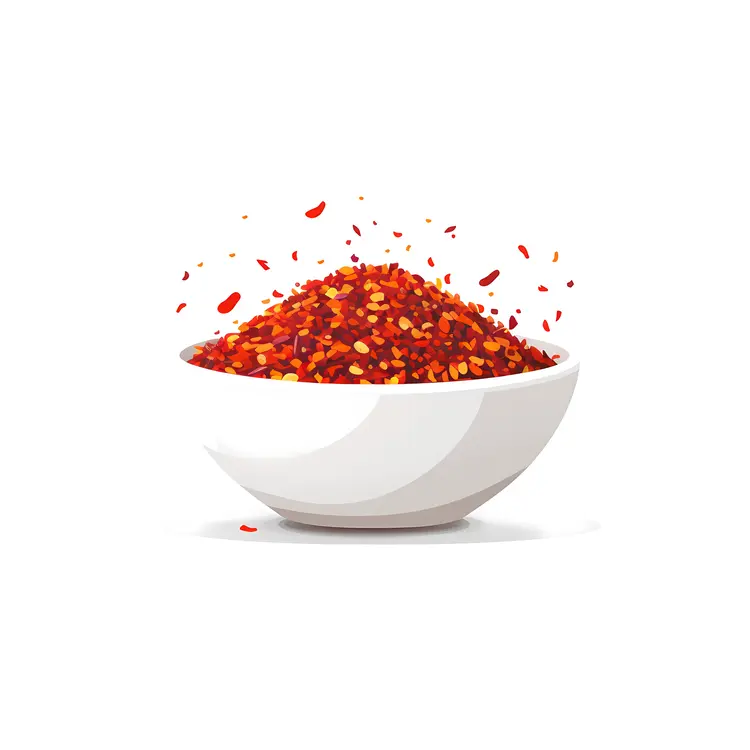 Red Granules in a White Bowl
