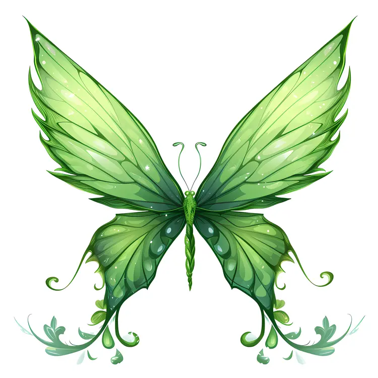 Beautiful Green Butterfly with Leafy Wings