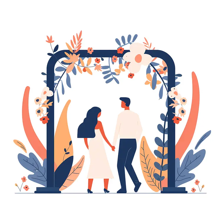 Wedding Couple Under Floral Arch