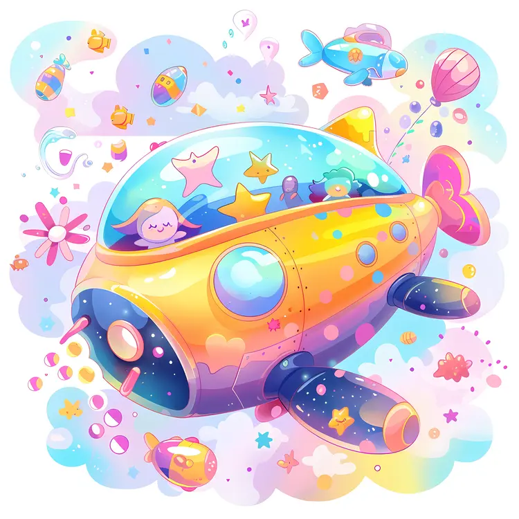 Colorful Cartoon Submarine Adventure