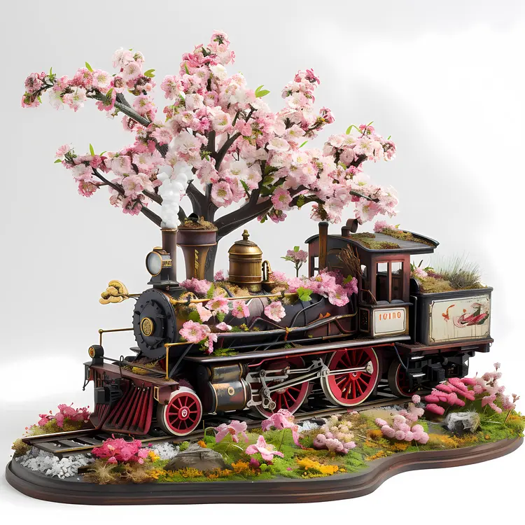 Decorative Train with Cherry Blossoms