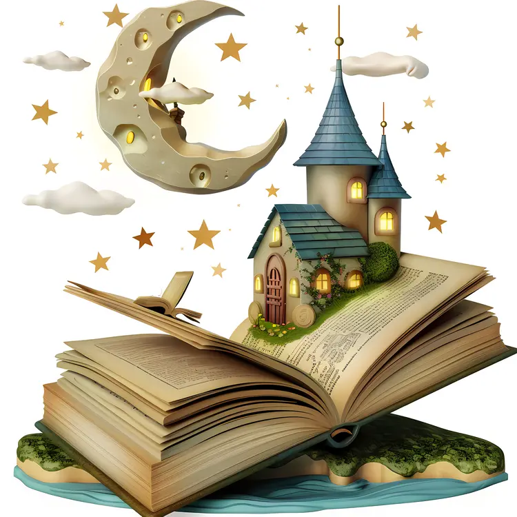 Book with House and Moon
