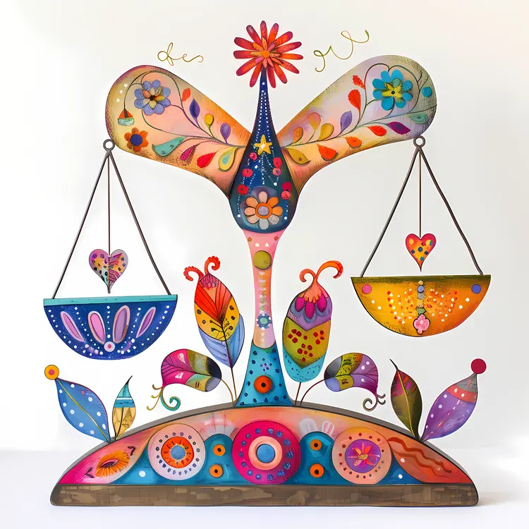 Colorful Balance Scale with Flowers