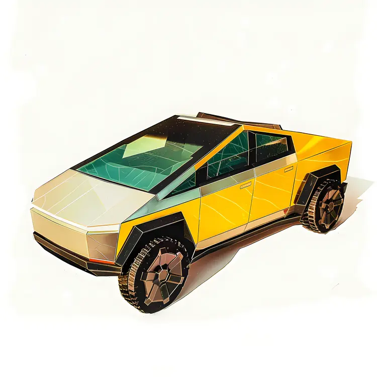 Yellow Futuristic Car Illustration