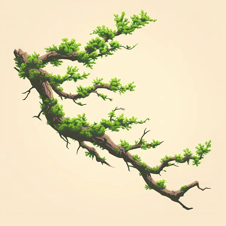 Extended Tree Branch with Dense Foliage