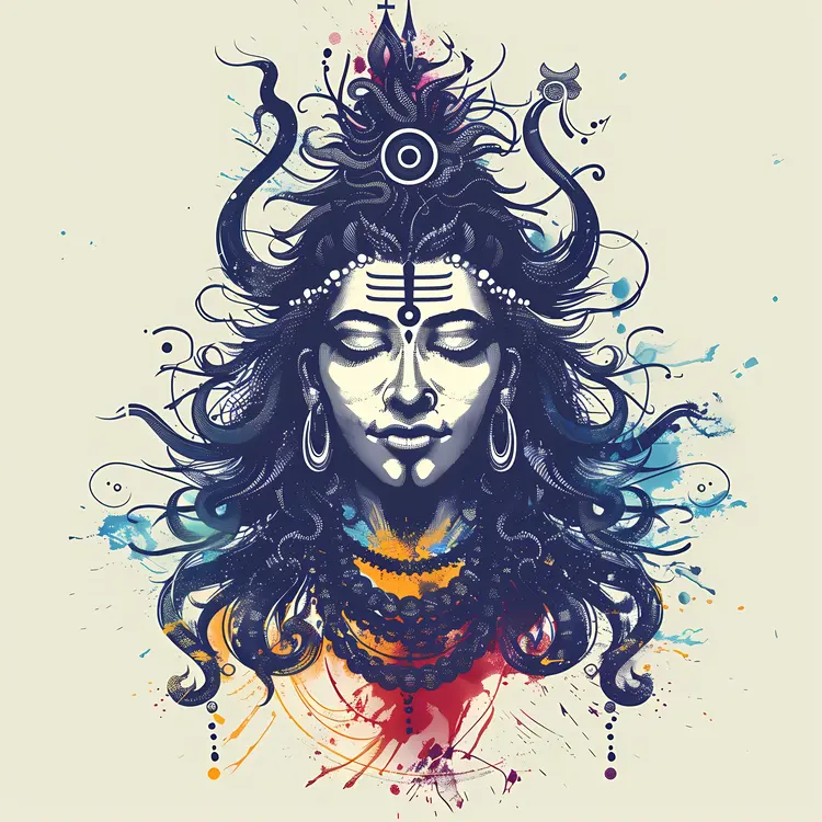 Colorful Artistic Representation of Shiva