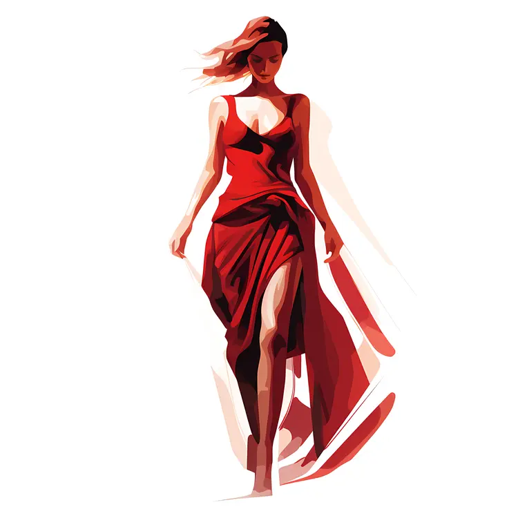 Elegant Woman in Red Gown