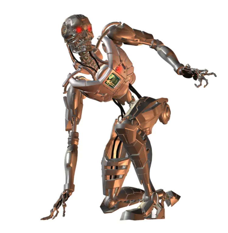 Kneeling Metallic Robot