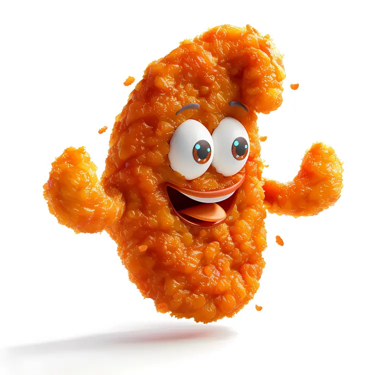 Happy Fried Chicken Nugget Character