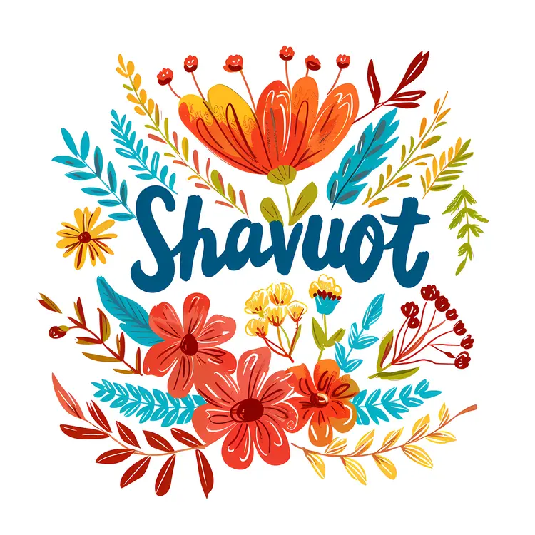 Colorful Shavuot Holiday Illustration with Flowers