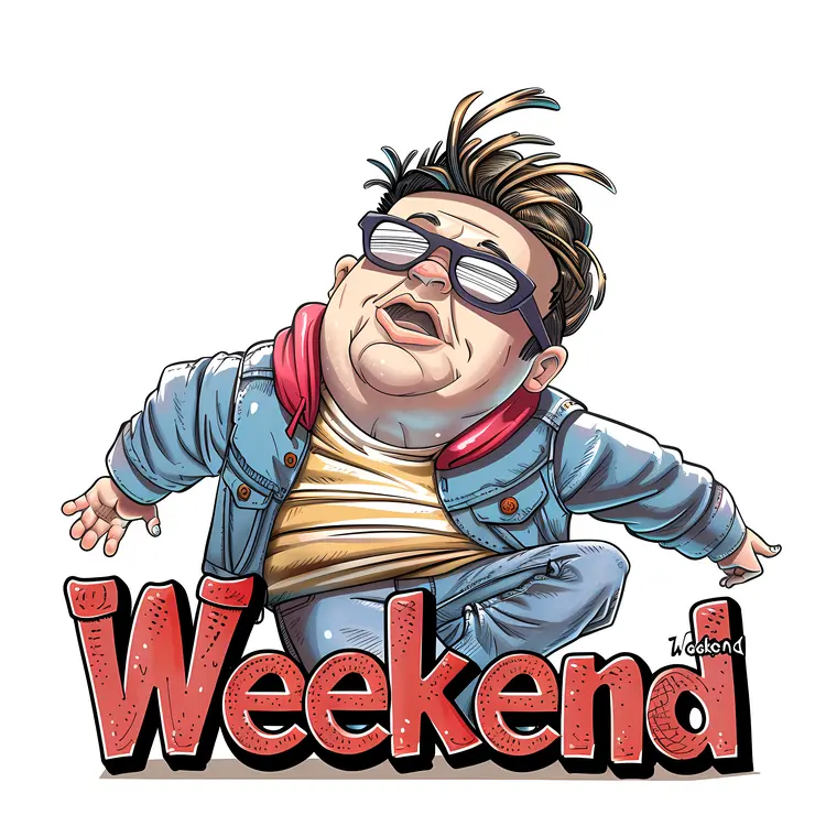 Cartoon Character with Weekend Text