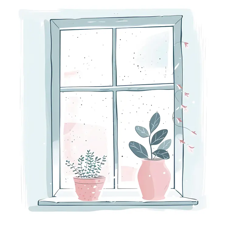 Minimalist Window with Potted Plants