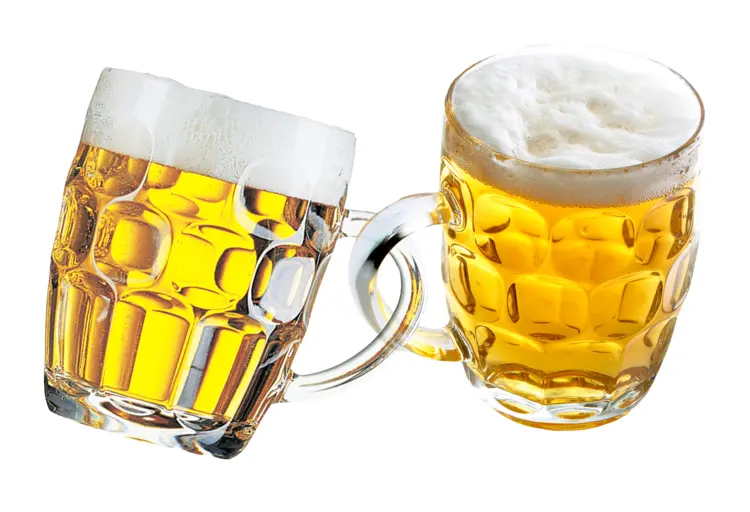 Two Beer Mugs Clinking