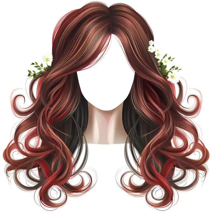 Curly Hair with Floral Accessory