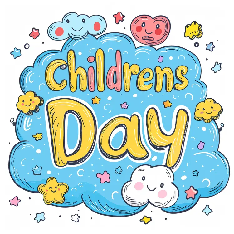 Cute Cloud Doodle for Children's Day