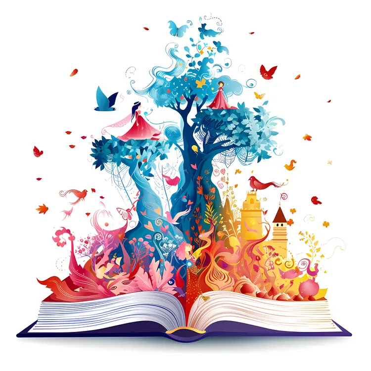 Colorful Fantasy Scene in Storybook