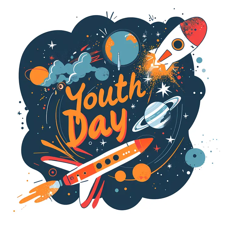 Space-themed Youth Day Illustration
