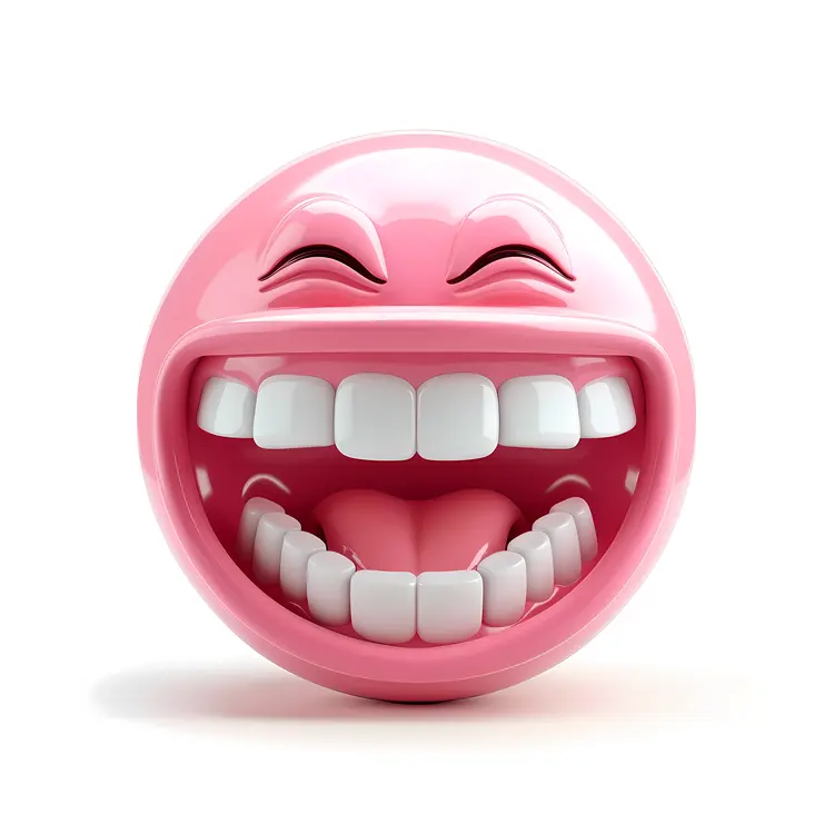 Pink Laughing Emoji with Big Teeth