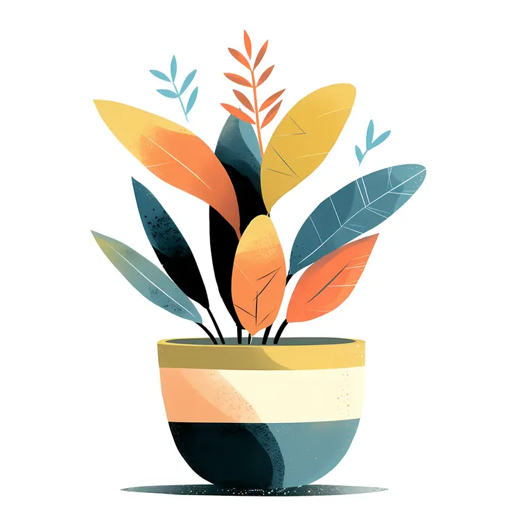 Colorful Leaves in a Potted Plant
