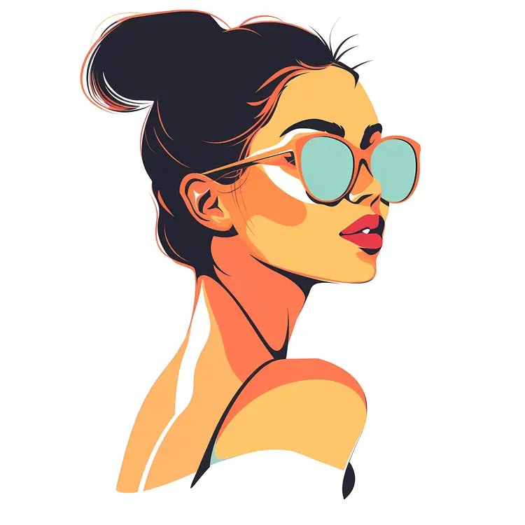 Stylized Woman with Sunglasses Illustration
