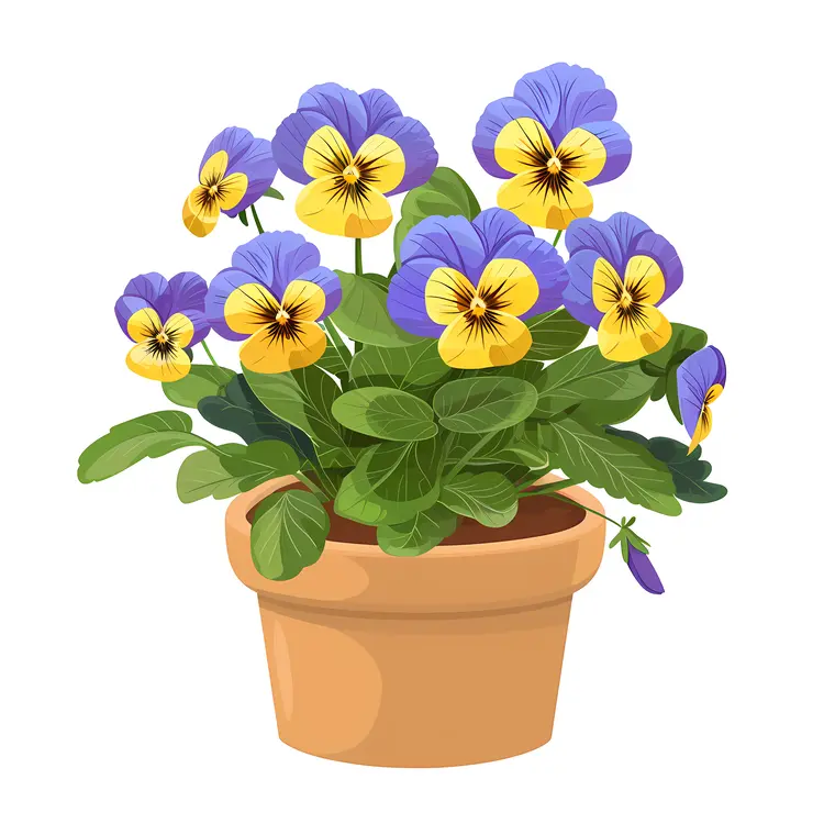 Potted Flowers with Yellow and Purple Petals