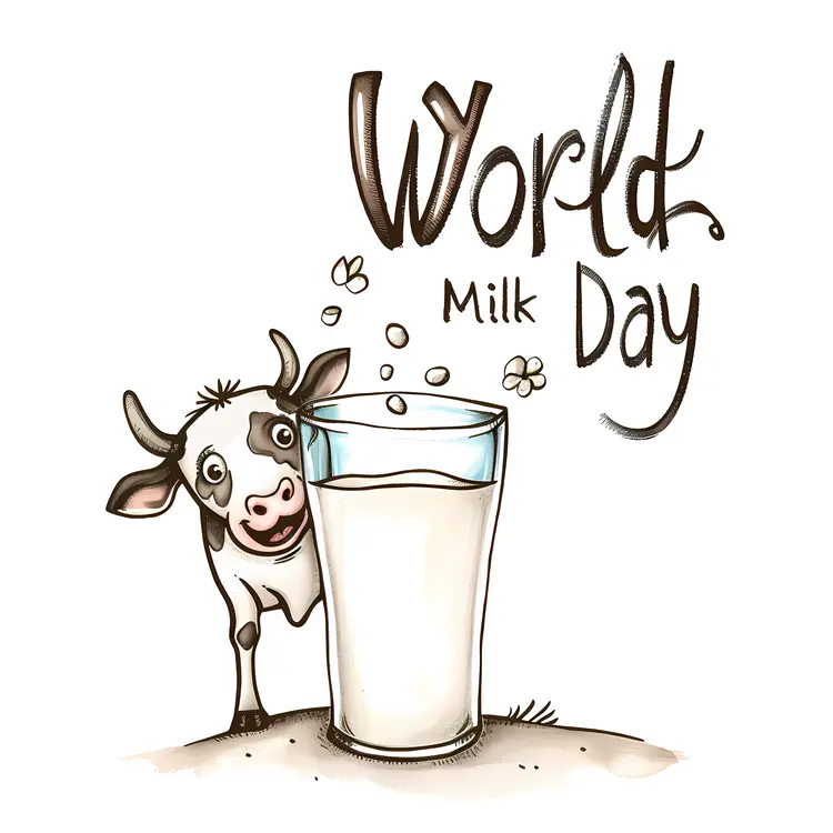 World Milk Day with Cow and Glass of Milk