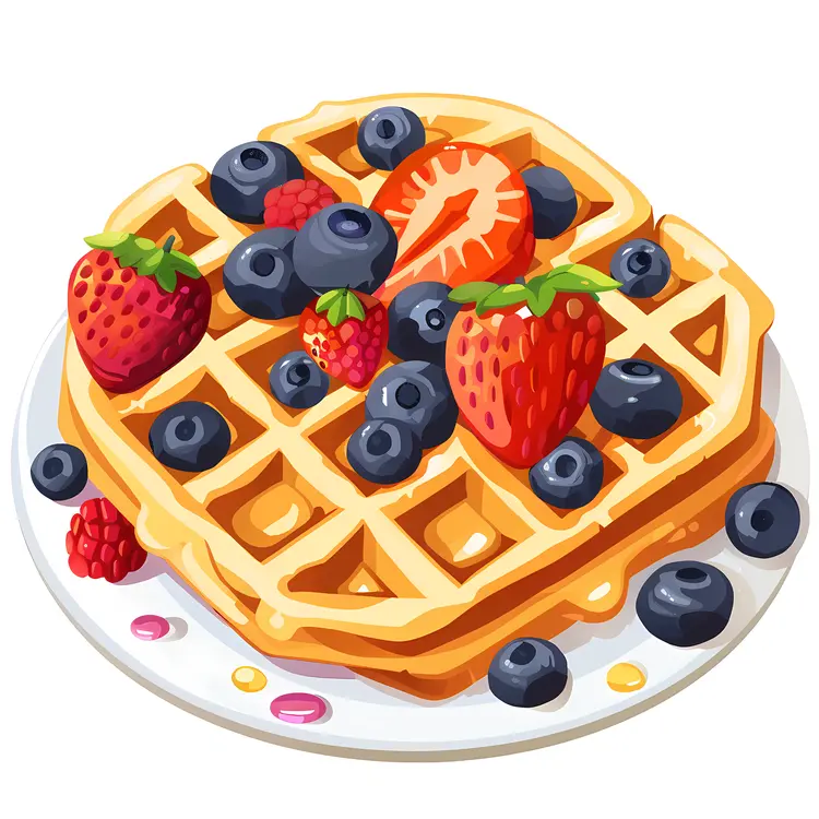 Tasty Waffle with Fresh Berries