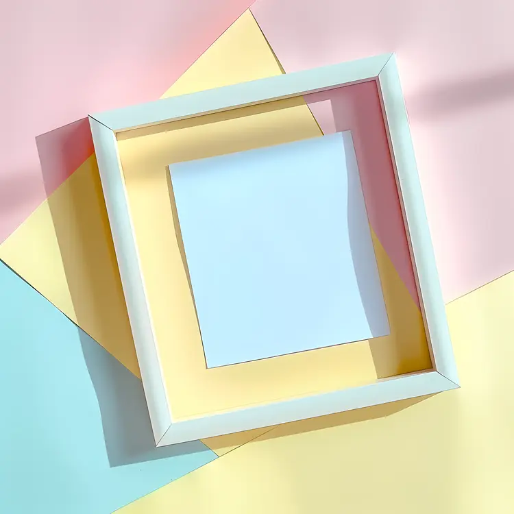 White Frame on Pastel Background