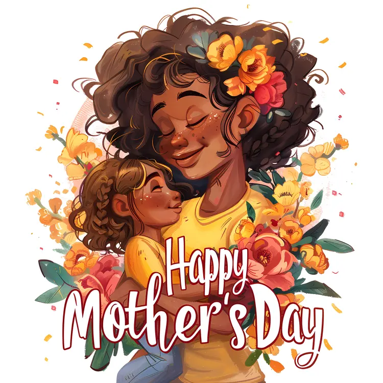Happy Mother's Day Illustration with Flowers