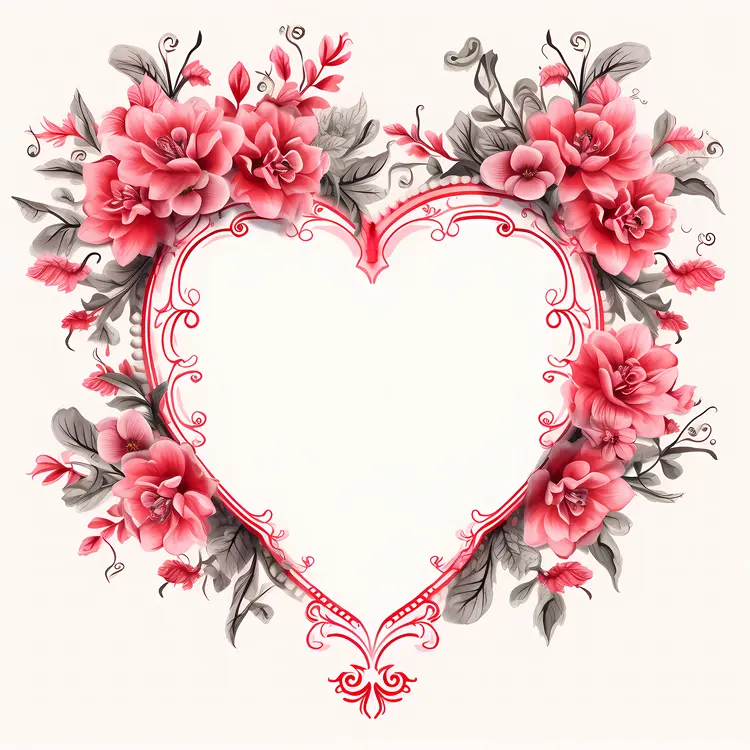 Charming Heart-Shaped Floral Frame