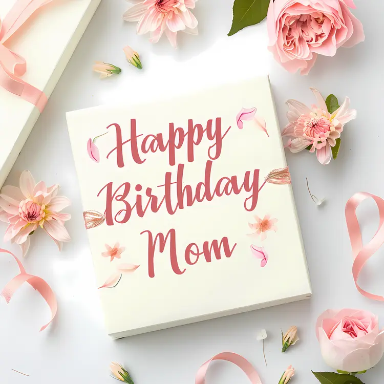 Happy Birthday Mom Card with Flowers