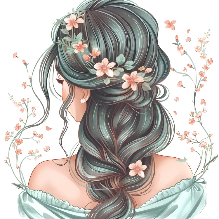 Elegant Hair with Floral Decoration