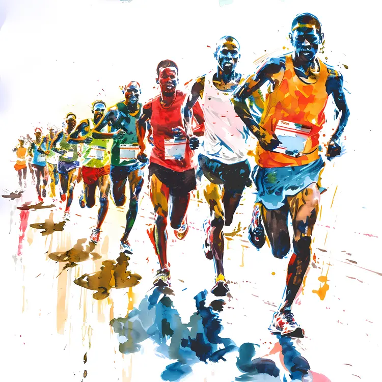 Colorful Marathon Runners