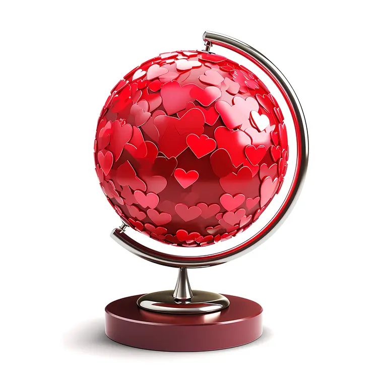 Red Heart Globe with Stand