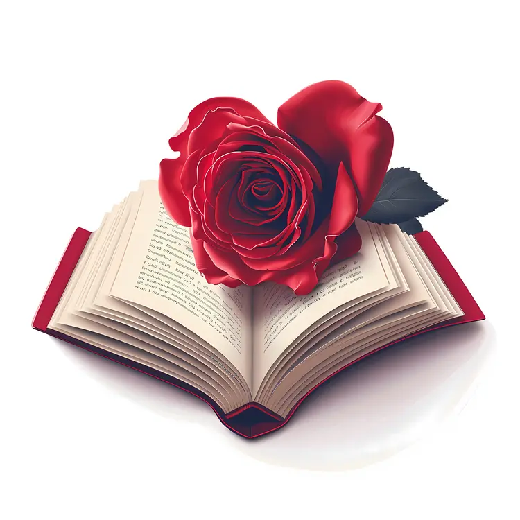 Red Rose on Open Book