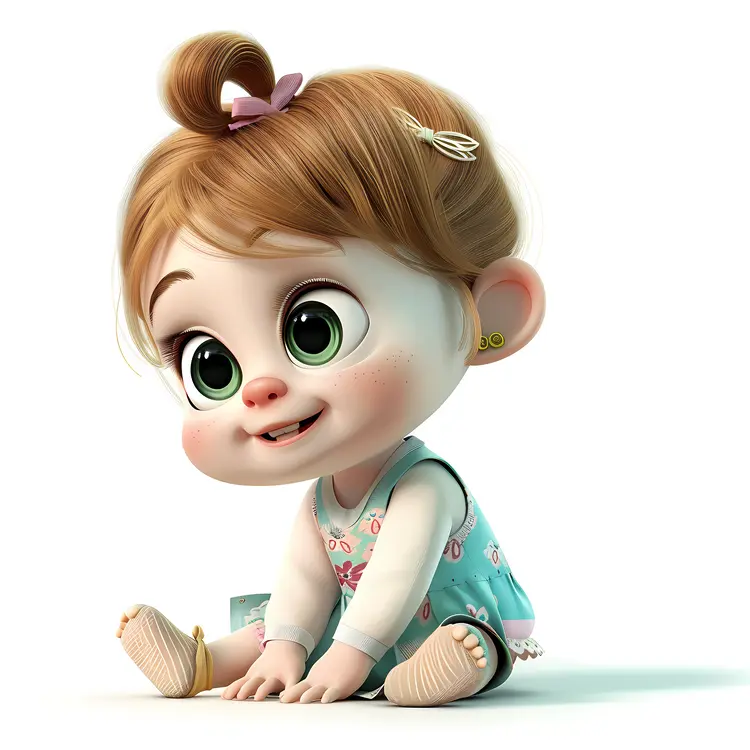 Adorable Baby Girl Sitting and Smiling