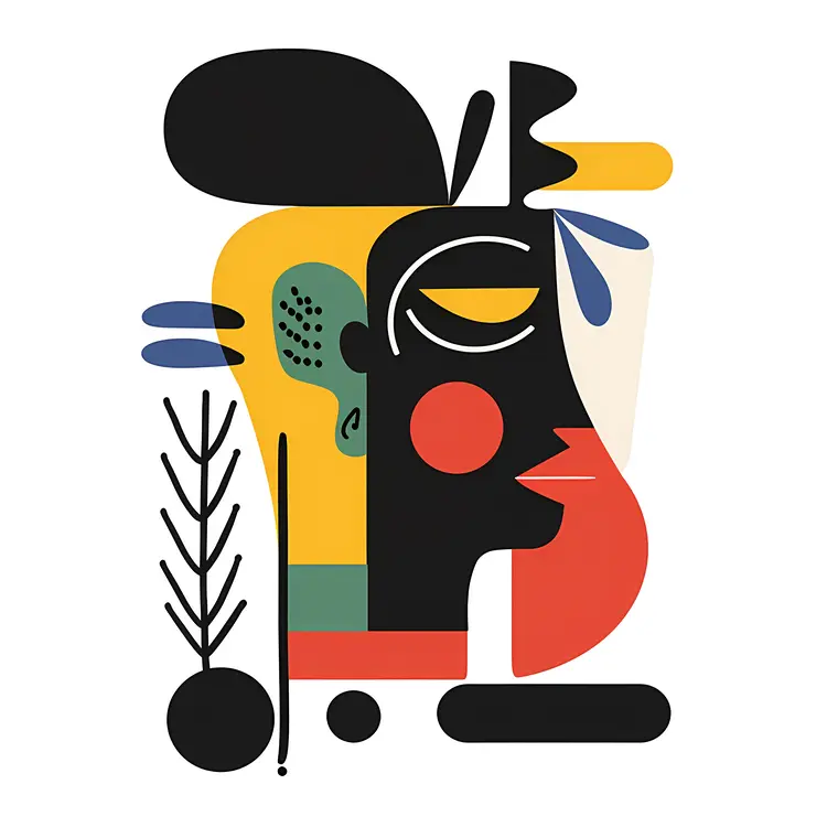 Colorful Geometric Abstract Face Art