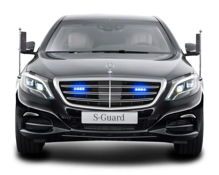 Black Luxury Sedan with Blue Lights