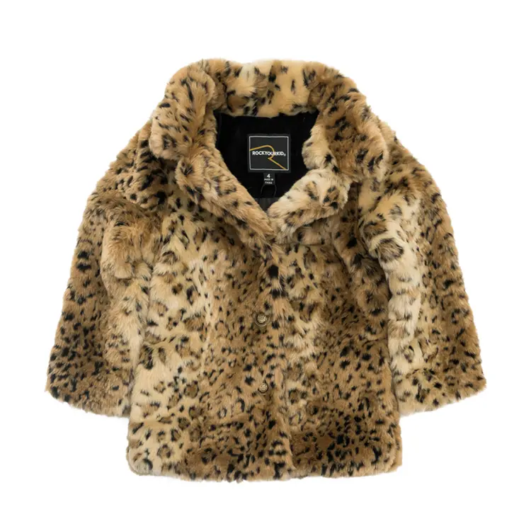 Stylish Leopard Print Fur Coat