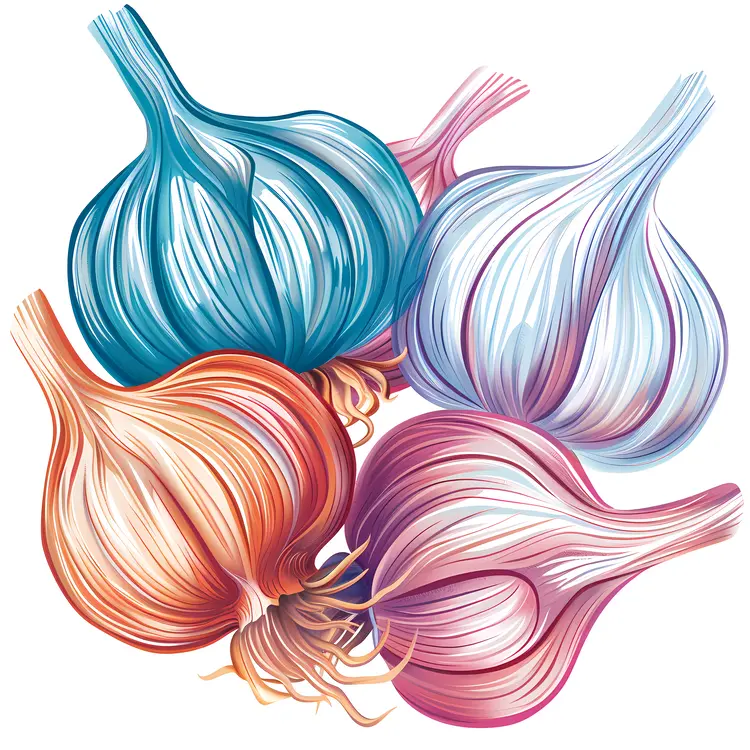 Colorful Garlic Bulbs Illustration