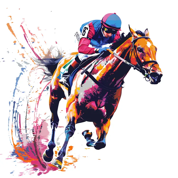 Colorful Horse Racing Illustration
