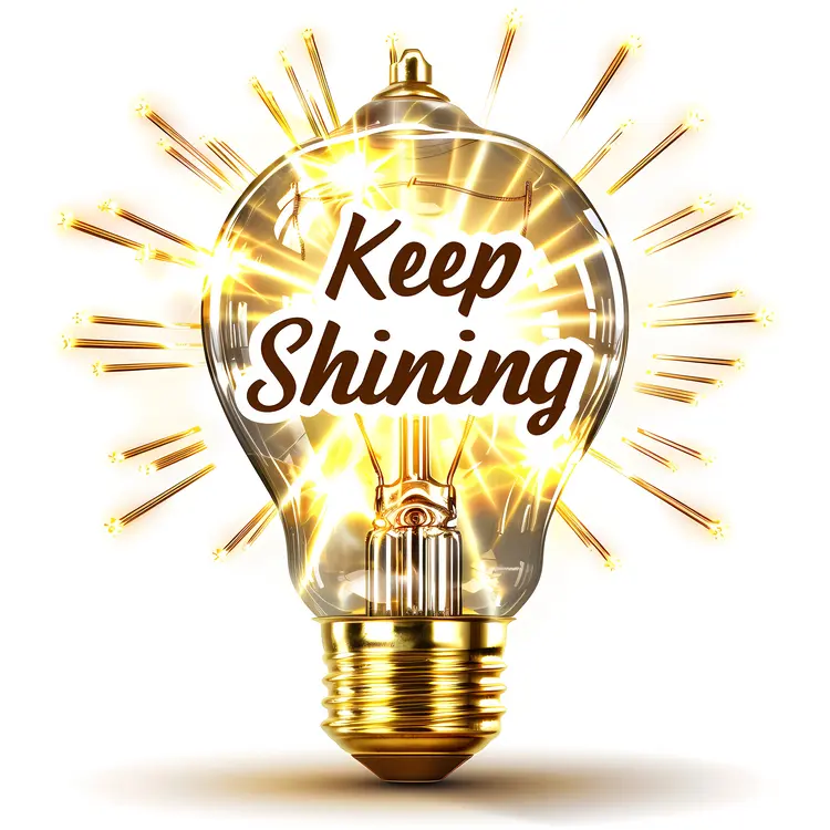 Shining Light Bulb with Motivational Text