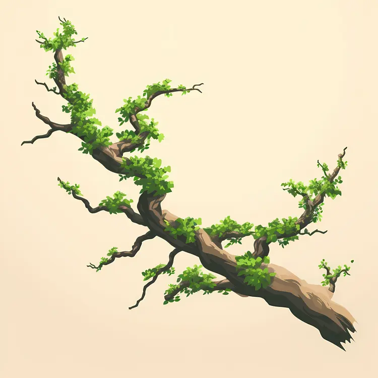 Branch with Fresh Green Leaves