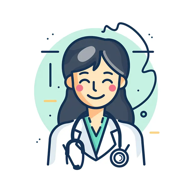 Smiling Female Cartoon Doctor
