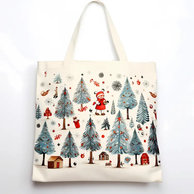 Christmas Forest with Santa and Snowflakes